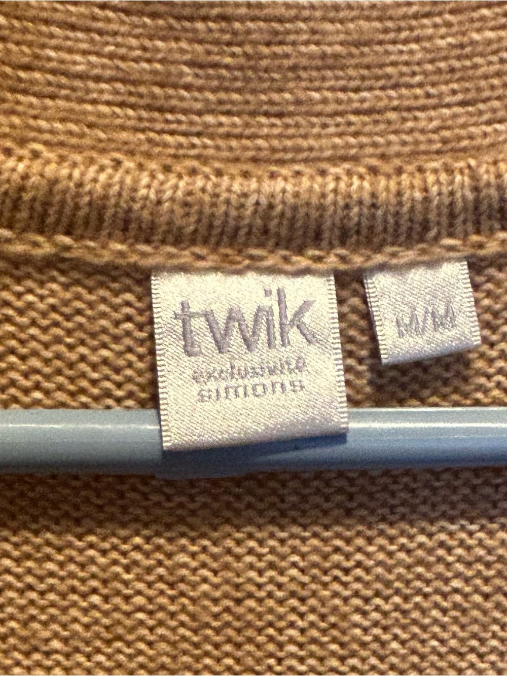 twik Tan V-Neck Button Front Knit Sweater Vest - cotton blend, size medium - Picture 2 of 13